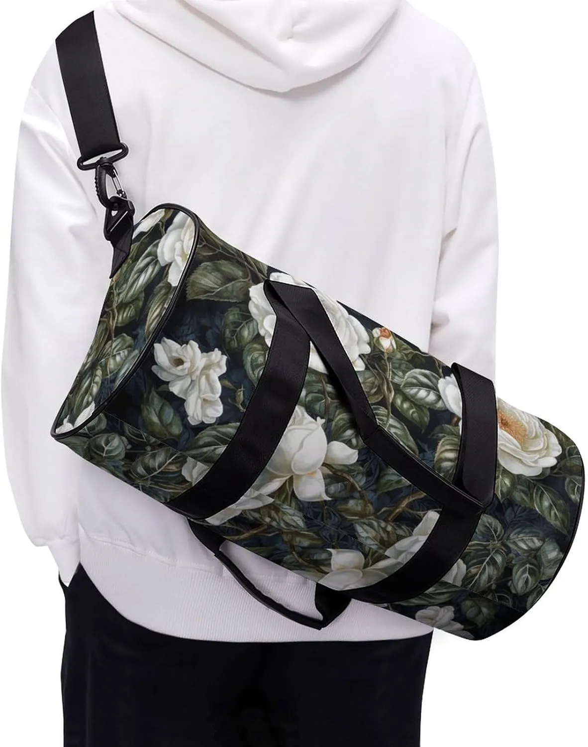 Gym Bags for Men Women Leaves And Vines Duffle Bag Travel Overnight Bag with Shoe Compartment Tote Bags