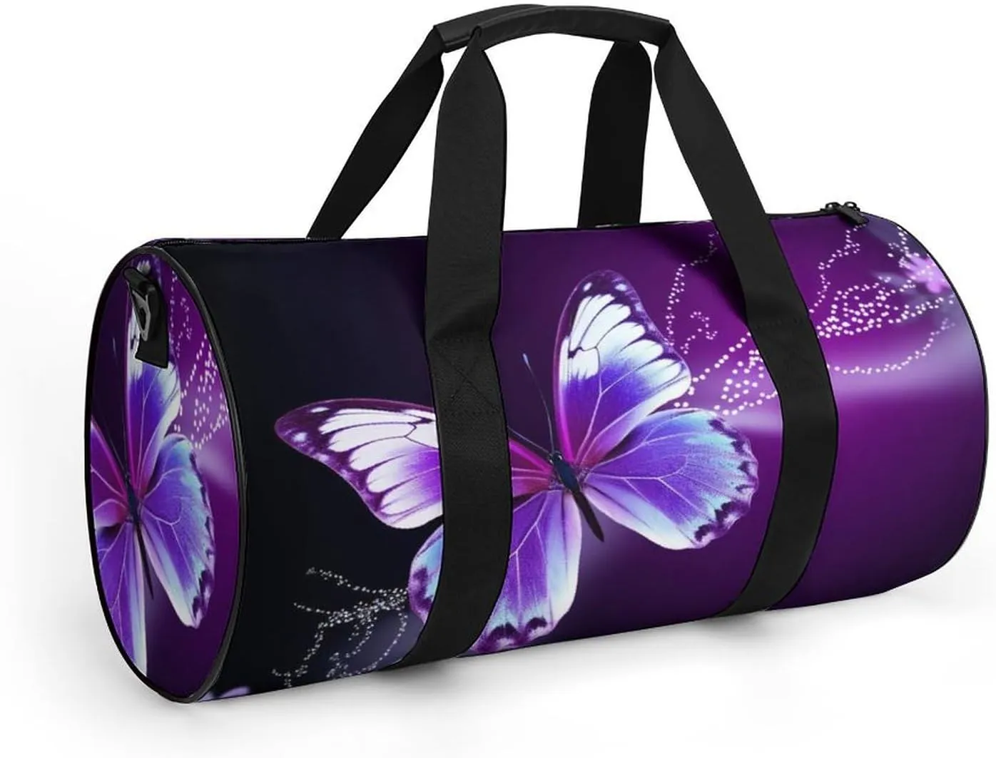 Gym Bags for Men Women Lovely Purple Butterfly Duffle Bag Travel Overnight Bag with Shoe Compartment Tote Bags