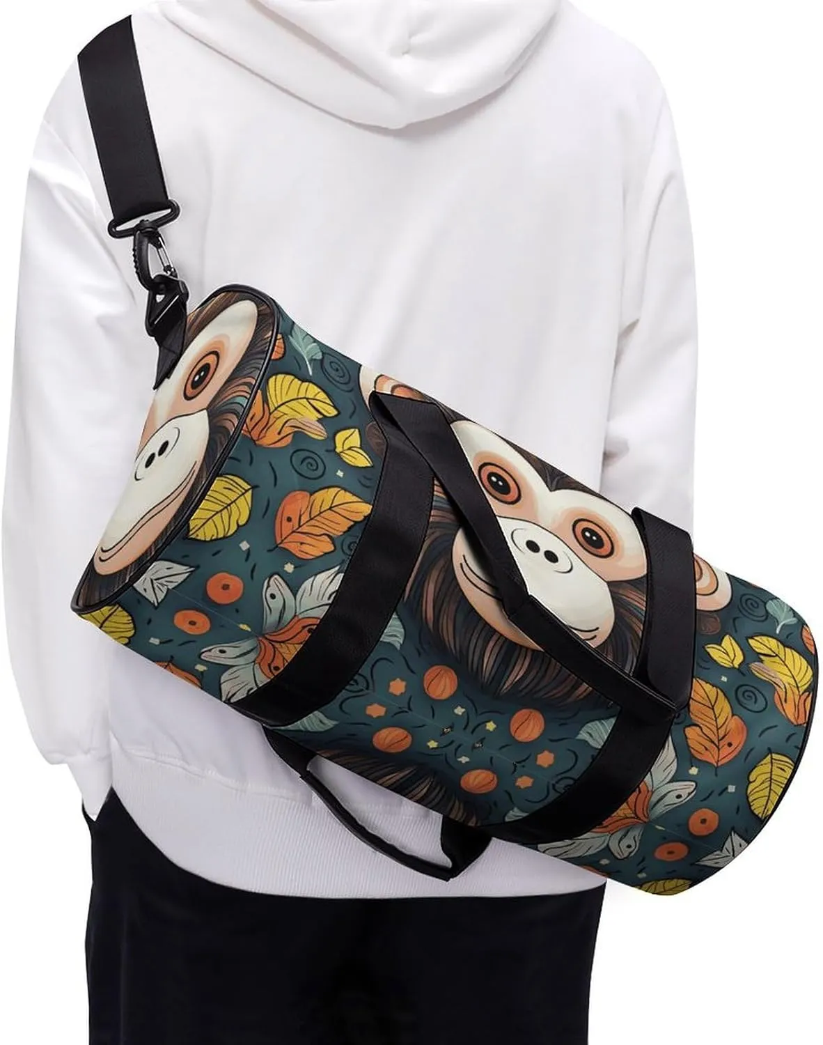 Gym Bags for Men Women Monkey Pattern Duffle Bag Travel Overnight Bag with Shoe Compartment Tote Bags