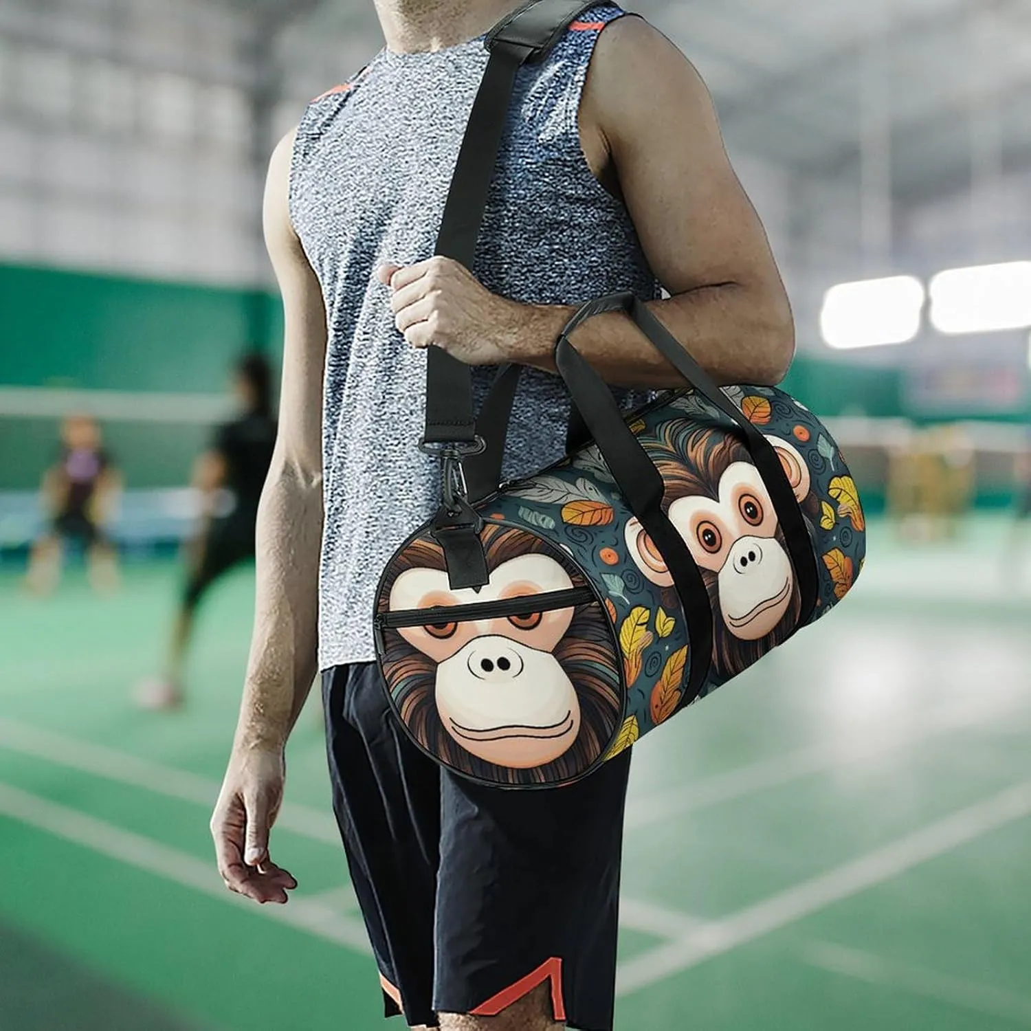 Gym Bags for Men Women Monkey Pattern Duffle Bag Travel Overnight Bag with Shoe Compartment Tote Bags