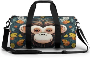 Gym Bags for Men Women Monkey Pattern Duffle Bag Travel Overnight Bag with Shoe Compartment Tote Bags
