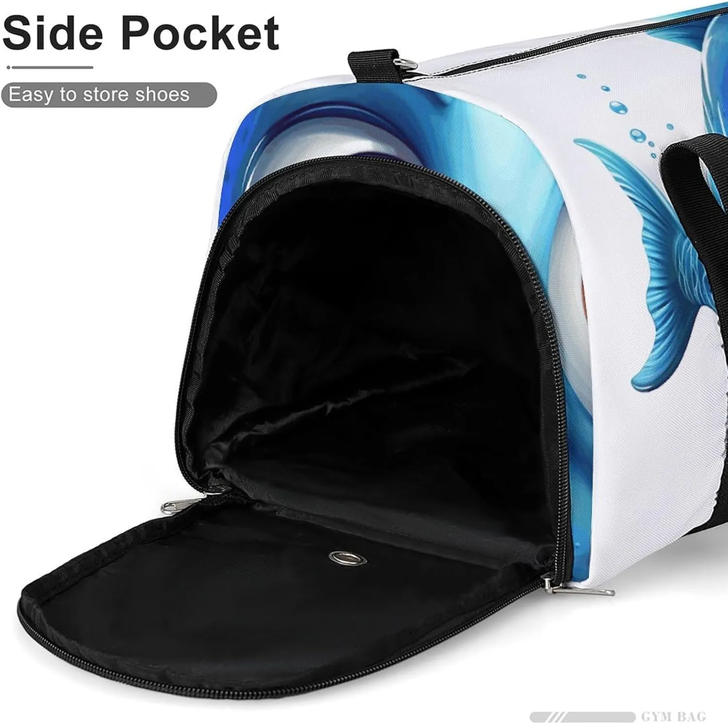 Gym Bags Small Blue Cartoon Fish Duffel Bag Overnight Bag with Shoe Compartment Carryon Bag for Men Women