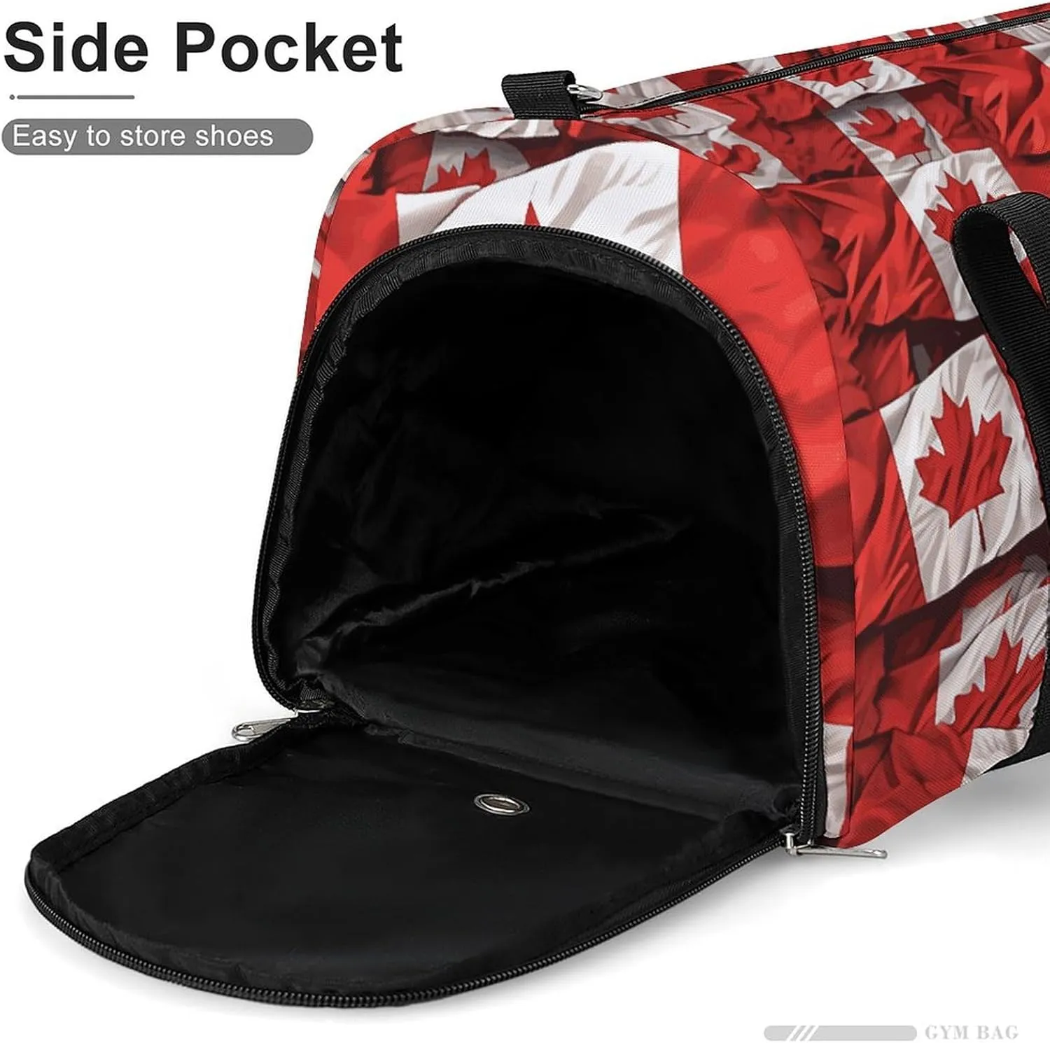 Gym Bags Small Canadian Flag Duffel Bag Overnight Bag with Shoe Compartment Carryon Bag for Men Women