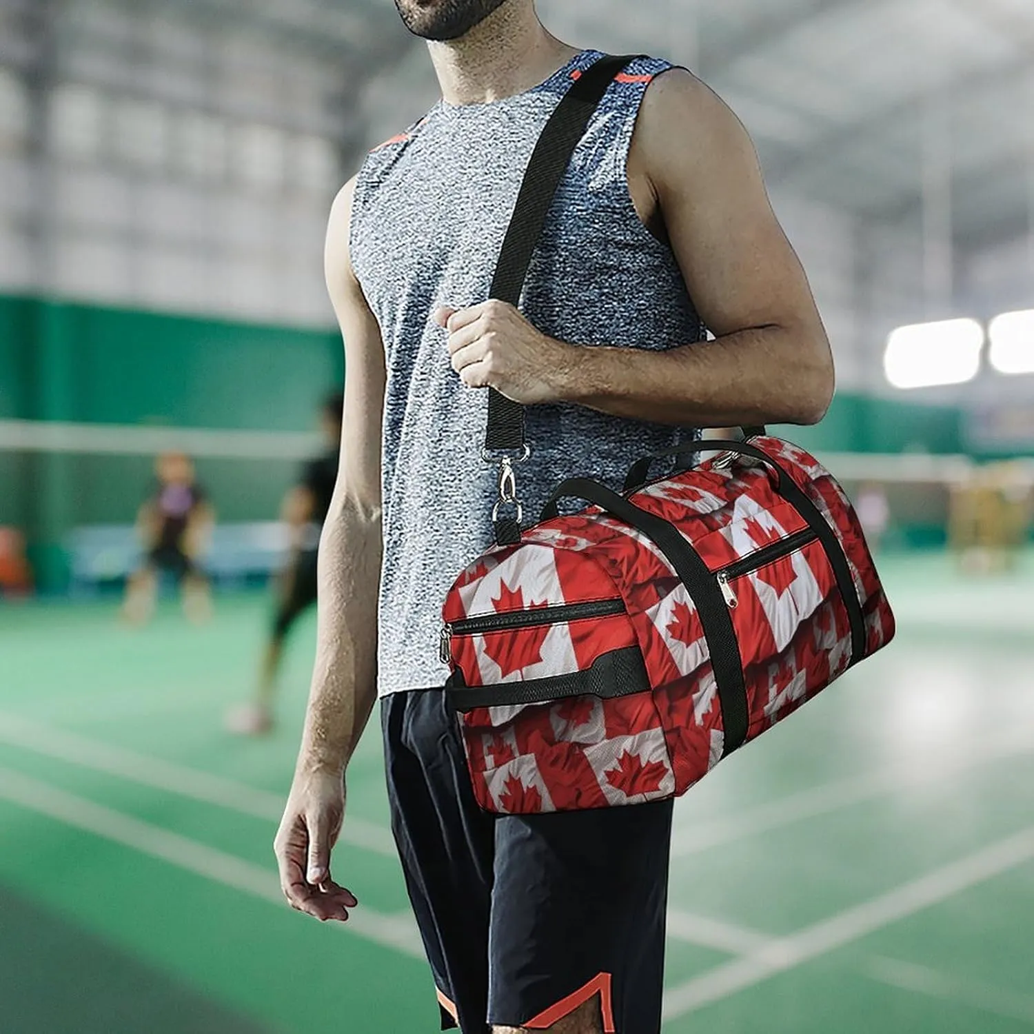 Gym Bags Small Canadian Flag Duffel Bag Overnight Bag with Shoe Compartment Carryon Bag for Men Women