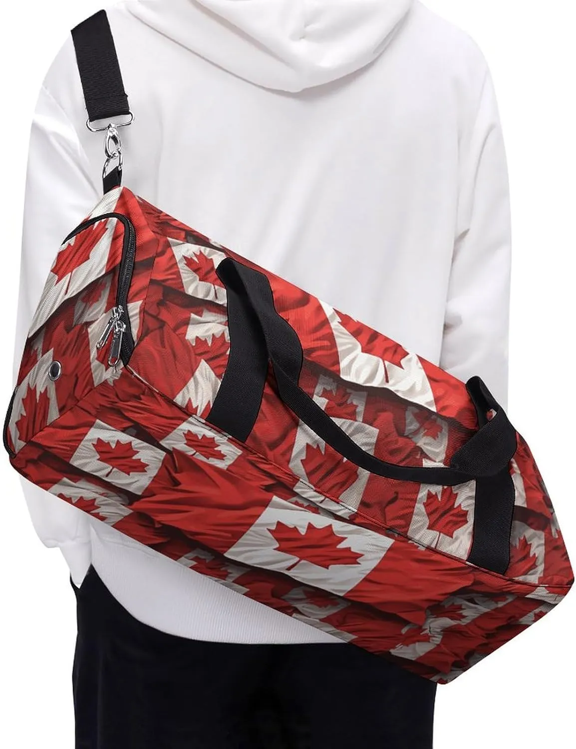 Gym Bags Small Canadian Flag Duffel Bag Overnight Bag with Shoe Compartment Carryon Bag for Men Women