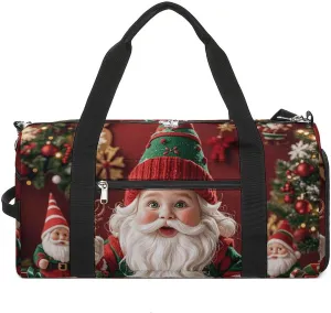 Gym Bags Small Christmas Whimsical Dwarfs Duffel Bag Overnight Bag with Shoe Compartment Carryon Bag for Men Women
