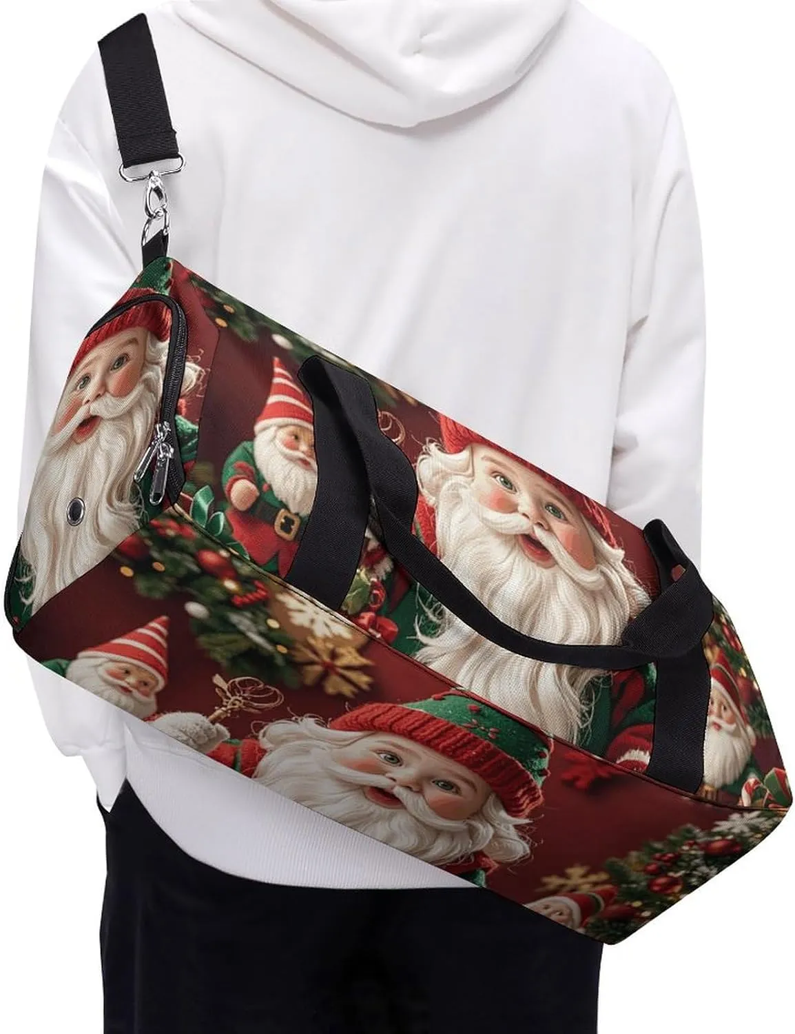 Gym Bags Small Christmas Whimsical Dwarfs Duffel Bag Overnight Bag with Shoe Compartment Carryon Bag for Men Women