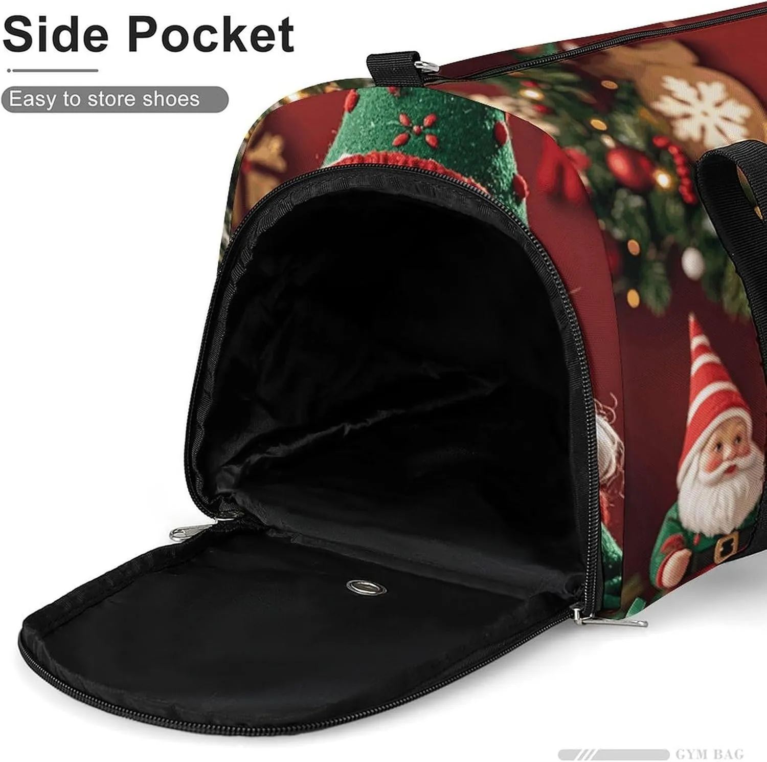 Gym Bags Small Christmas Whimsical Dwarfs Duffel Bag Overnight Bag with Shoe Compartment Carryon Bag for Men Women