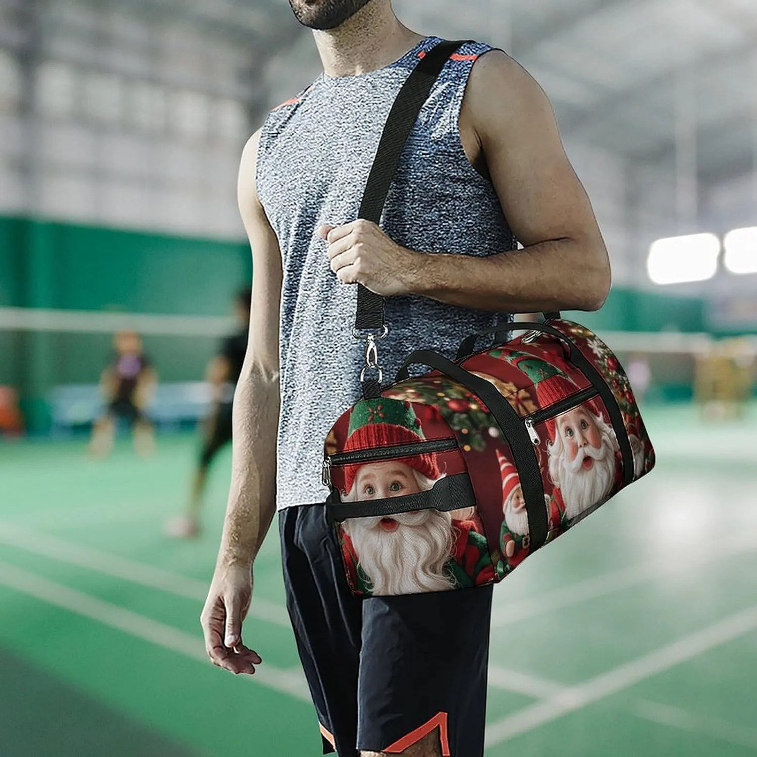 Gym Bags Small Christmas Whimsical Dwarfs Duffel Bag Overnight Bag with Shoe Compartment Carryon Bag for Men Women