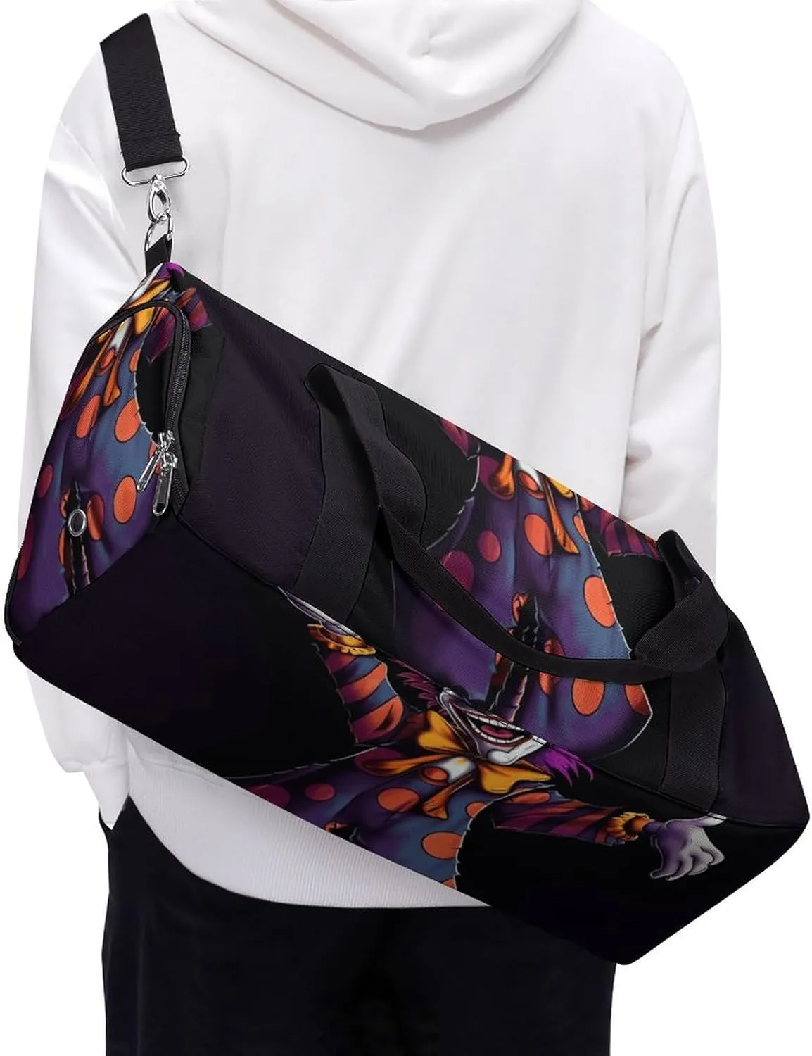 Gym Bags Small Cute Cartoon Clown Duffel Bag Overnight Bag with Shoe Compartment Carryon Bag for Men Women