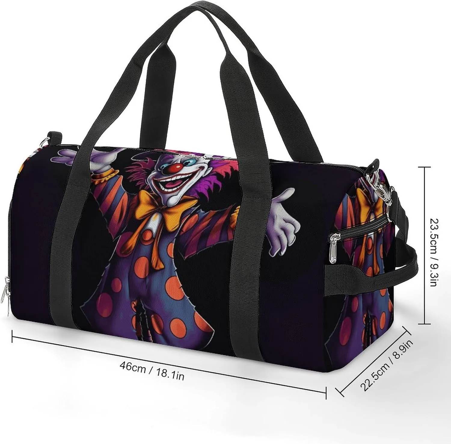Gym Bags Small Cute Cartoon Clown Duffel Bag Overnight Bag with Shoe Compartment Carryon Bag for Men Women