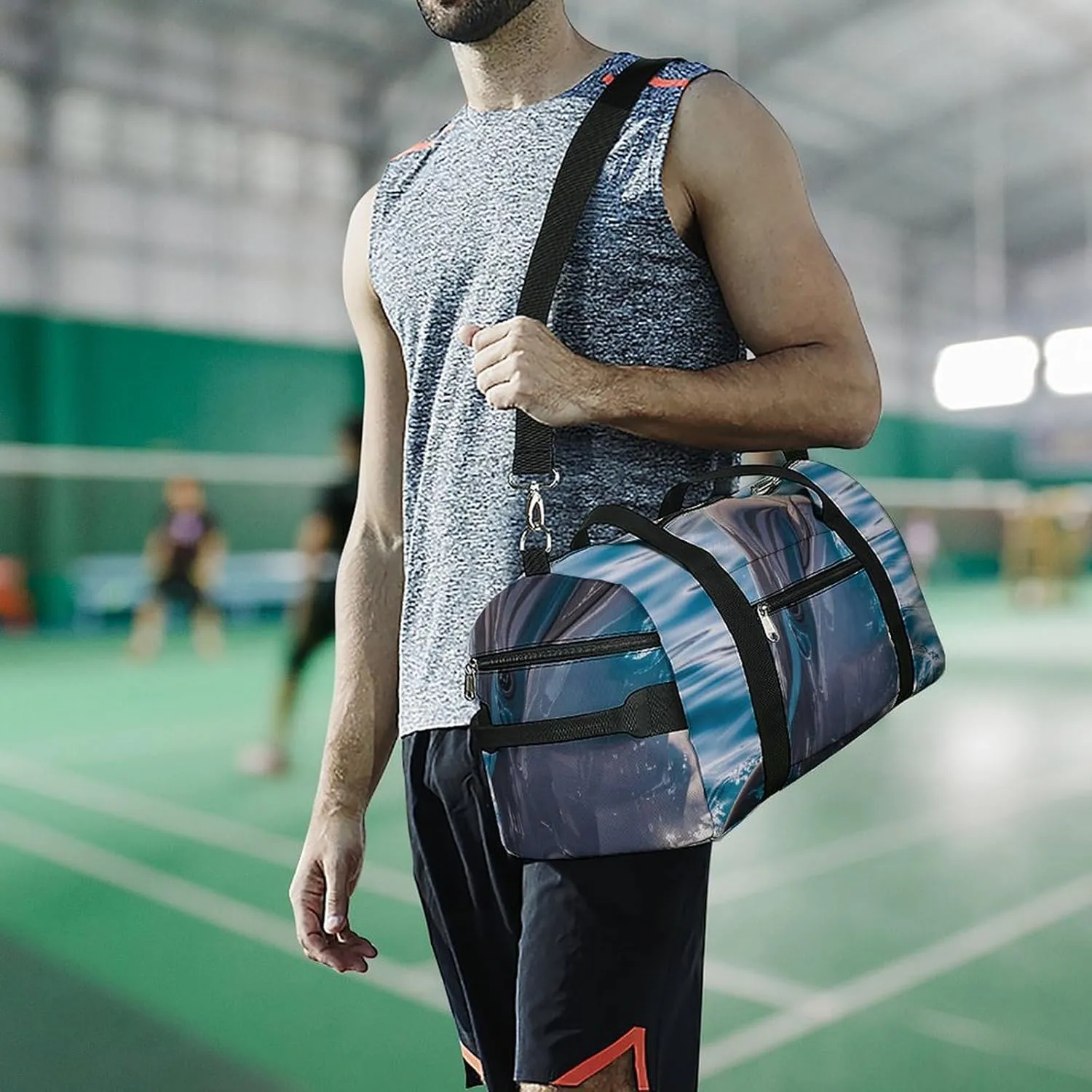 Gym Bags Small Cute Dolphin Duffel Bag Overnight Bag with Shoe Compartment Carryon Bag for Men Women