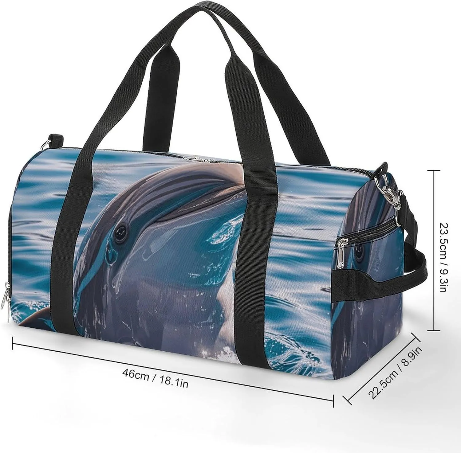 Gym Bags Small Cute Dolphin Duffel Bag Overnight Bag with Shoe Compartment Carryon Bag for Men Women