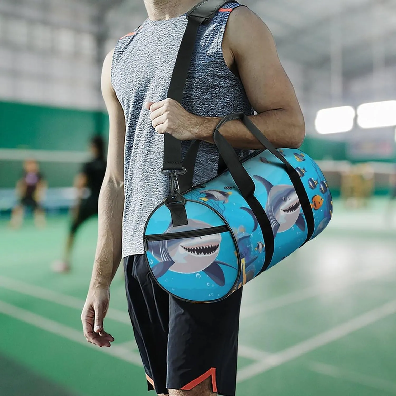 Gym Bags Small Fish Ocean Theme Duffel Bag Overnight Bag with Shoe Compartment Carryon Bag for Men Women