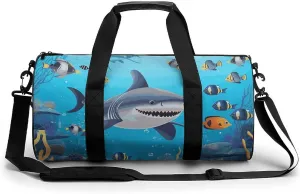 Gym Bags Small Fish Ocean Theme Duffel Bag Overnight Bag with Shoe Compartment Carryon Bag for Men Women