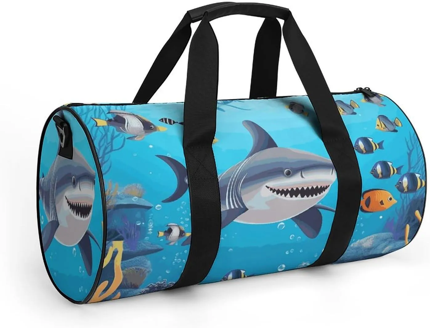 Gym Bags Small Fish Ocean Theme Duffel Bag Overnight Bag with Shoe Compartment Carryon Bag for Men Women