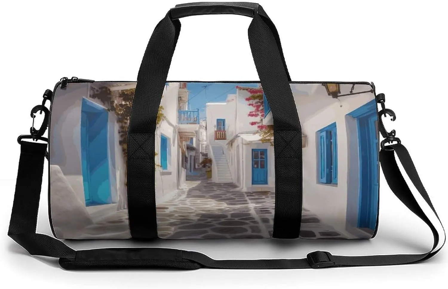 Gym Bags Small Greece Street Duffel Bag Overnight Bag with Shoe Compartment Carryon Bag for Men Women