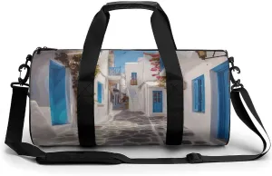 Gym Bags Small Greece Street Duffel Bag Overnight Bag with Shoe Compartment Carryon Bag for Men Women