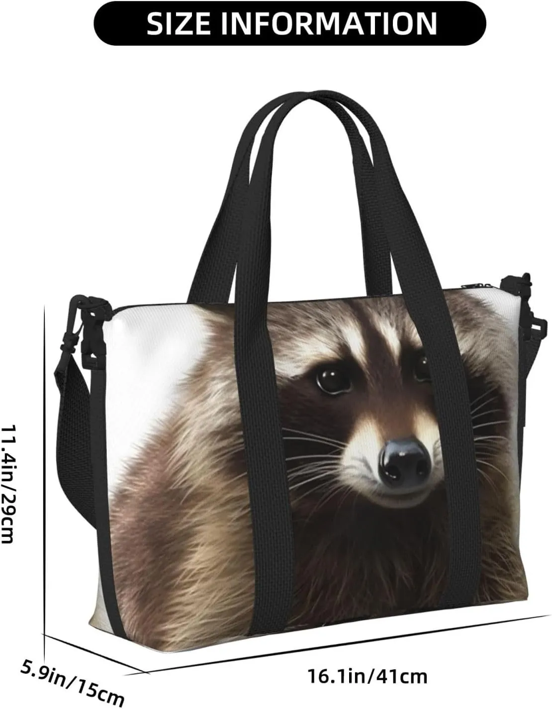 Gym Bags Small Hairy raccoon Duffel Bag Overnight Bag with Shoe Compartment Carryon Bag for Men Women