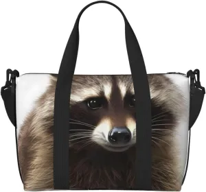 Gym Bags Small Hairy raccoon Duffel Bag Overnight Bag with Shoe Compartment Carryon Bag for Men Women
