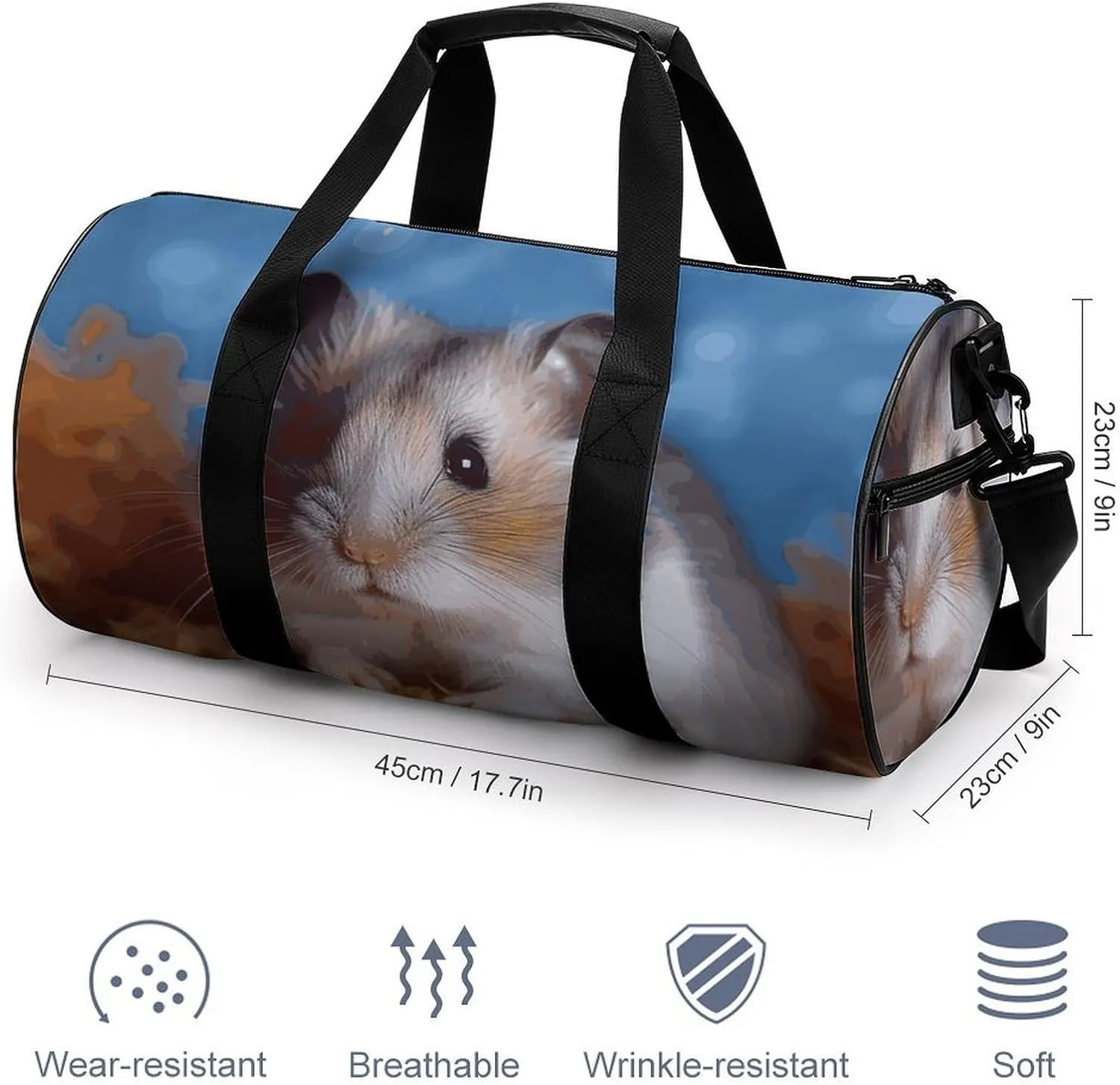 Gym Bags Small Hamster Duffel Bag Overnight Bag with Shoe Compartment Carryon Bag for Men Women