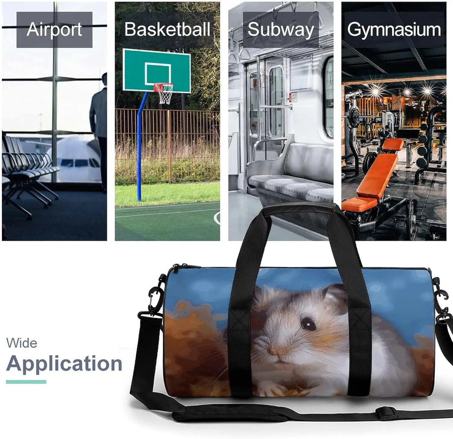 Gym Bags Small Hamster Duffel Bag Overnight Bag with Shoe Compartment Carryon Bag for Men Women