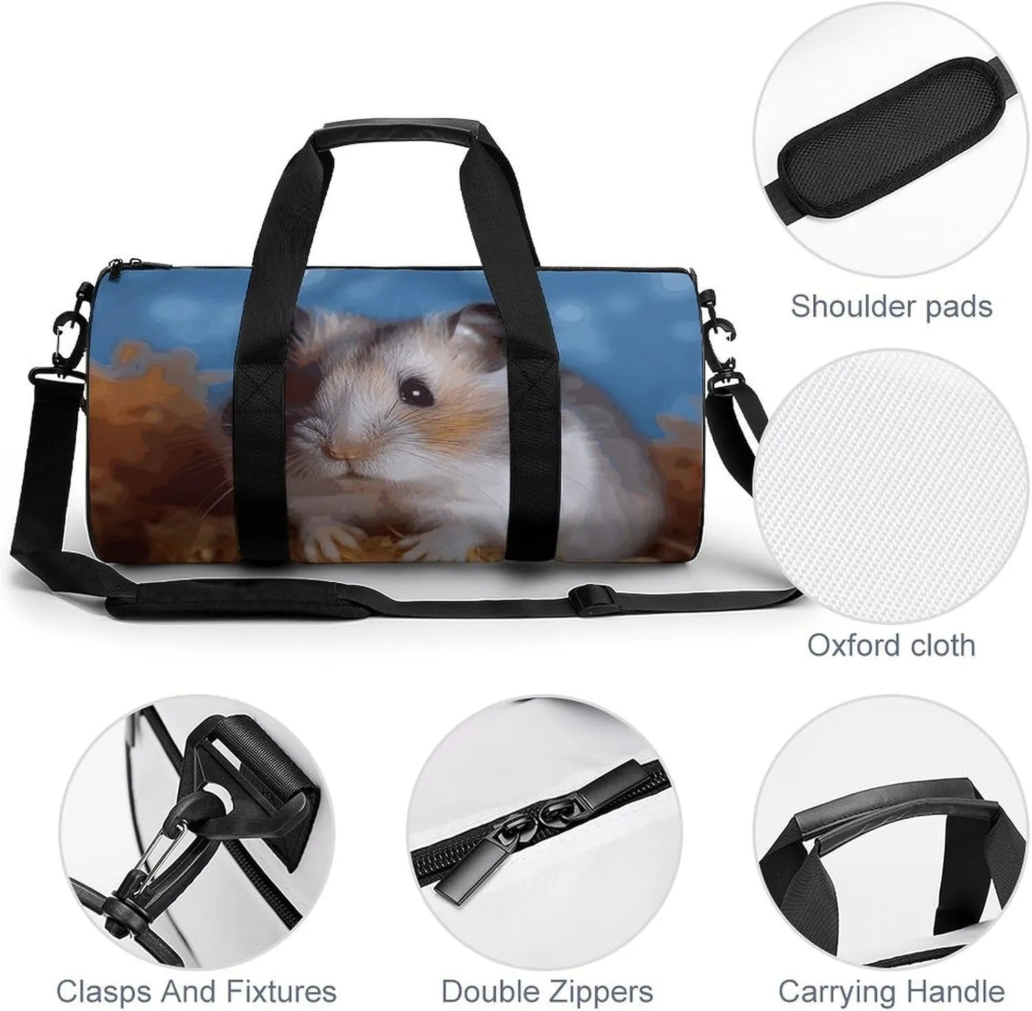 Gym Bags Small Hamster Duffel Bag Overnight Bag with Shoe Compartment Carryon Bag for Men Women