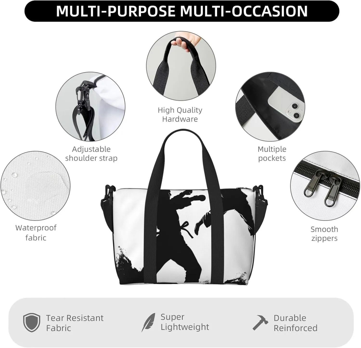 Gym Bags Small kickboxing Duffel Bag Overnight Bag with Shoe Compartment Carryon Bag for Men Women