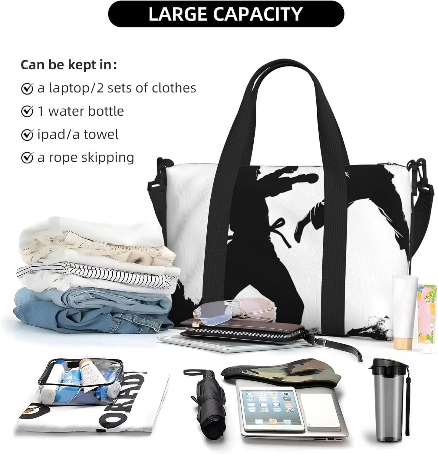 Gym Bags Small kickboxing Duffel Bag Overnight Bag with Shoe Compartment Carryon Bag for Men Women