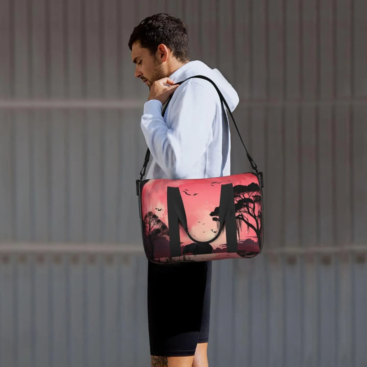 Gym Bags Small Moon Elephant Duffel Bag Overnight Bag with Shoe Compartment Carryon Bag for Men Women
