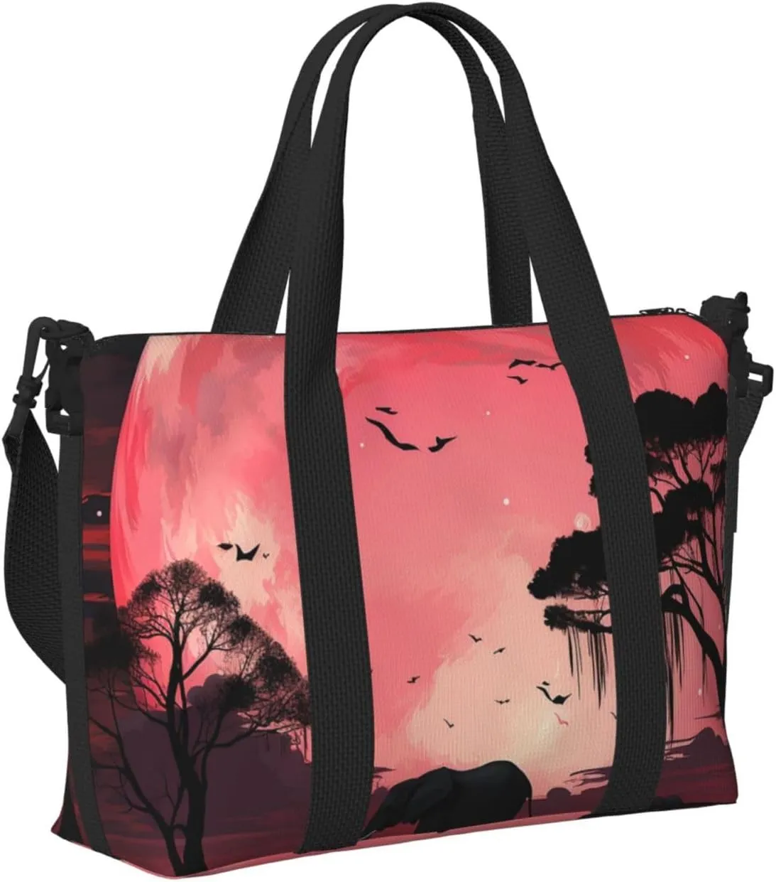 Gym Bags Small Moon Elephant Duffel Bag Overnight Bag with Shoe Compartment Carryon Bag for Men Women