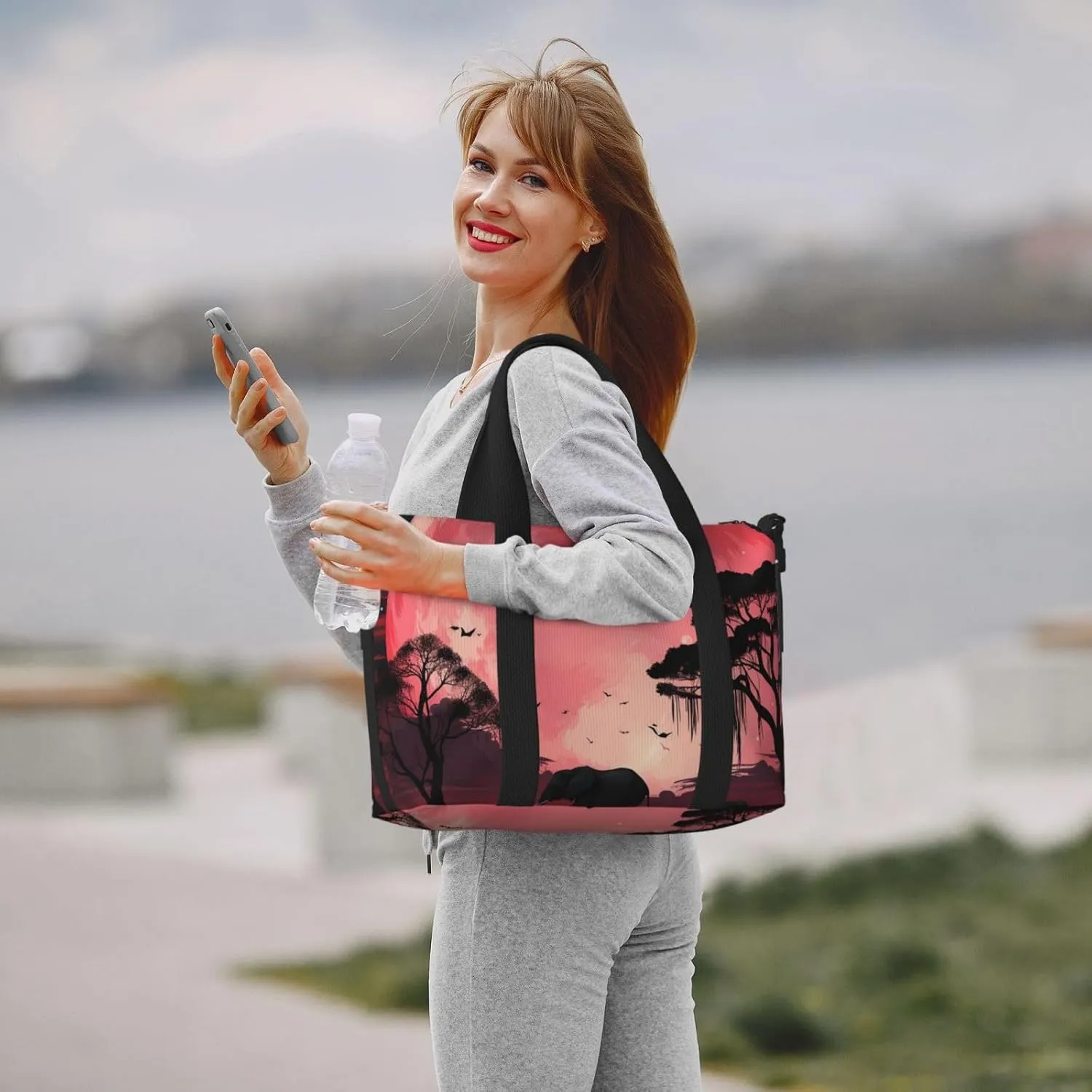 Gym Bags Small Moon Elephant Duffel Bag Overnight Bag with Shoe Compartment Carryon Bag for Men Women