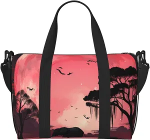 Gym Bags Small Moon Elephant Duffel Bag Overnight Bag with Shoe Compartment Carryon Bag for Men Women