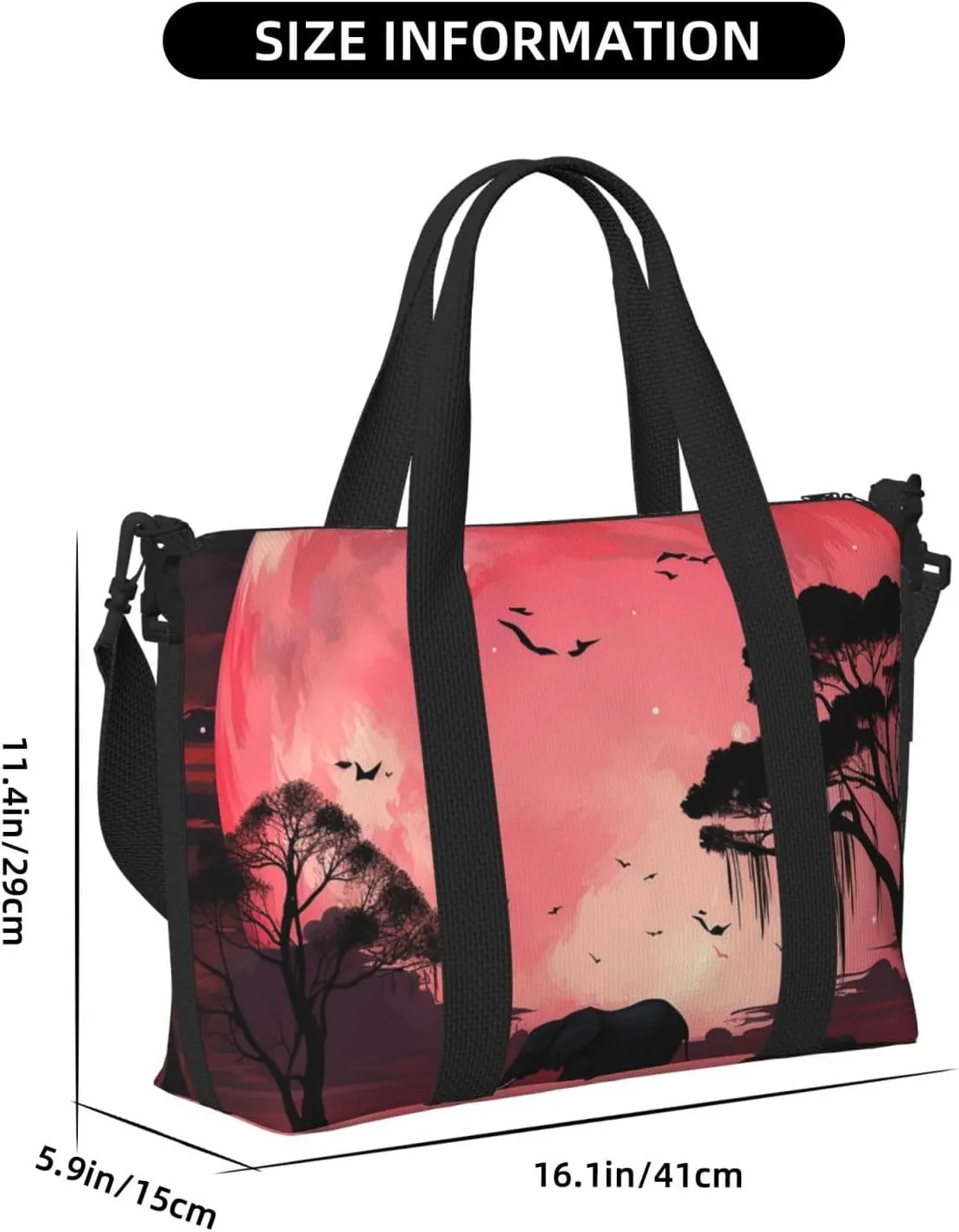 Gym Bags Small Moon Elephant Duffel Bag Overnight Bag with Shoe Compartment Carryon Bag for Men Women