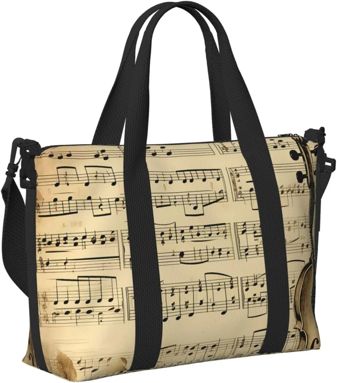 Gym Bags Small Music Notes on Old Paper Duffel Bag Overnight Bag with Shoe Compartment Carryon Bag for Men Women