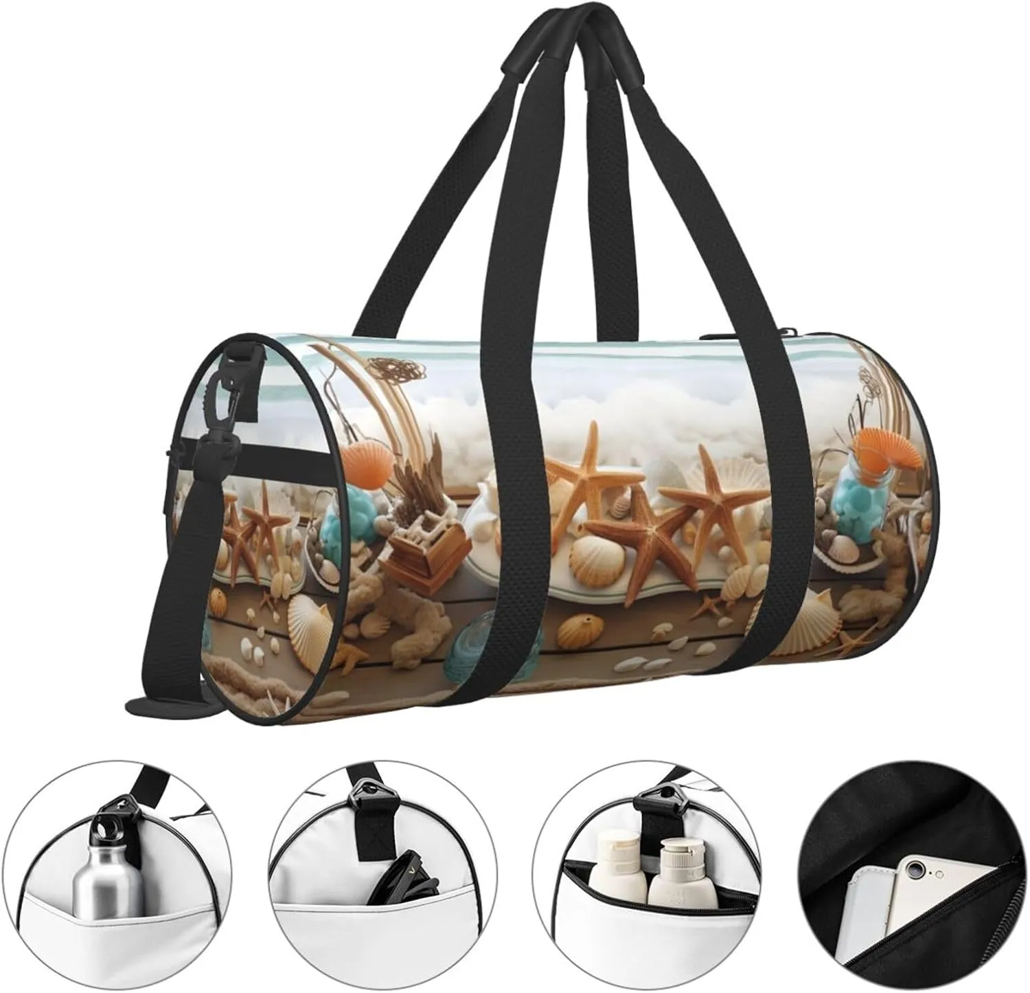 Gym Bags Small Ocean Beach Theme Duffel Bag Overnight Bag with Shoe Compartment Carryon Bag for Men Women
