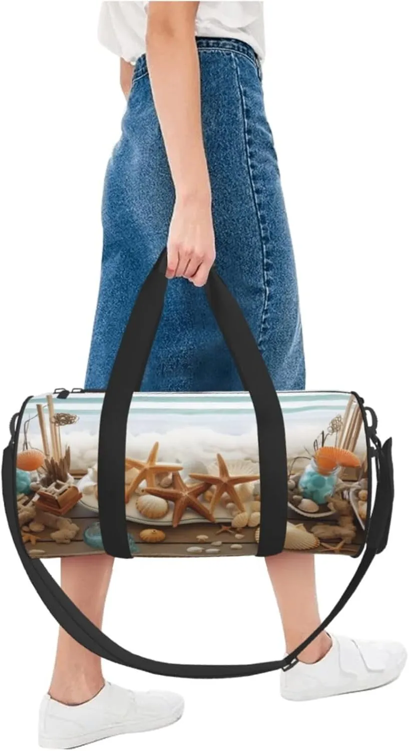 Gym Bags Small Ocean Beach Theme Duffel Bag Overnight Bag with Shoe Compartment Carryon Bag for Men Women
