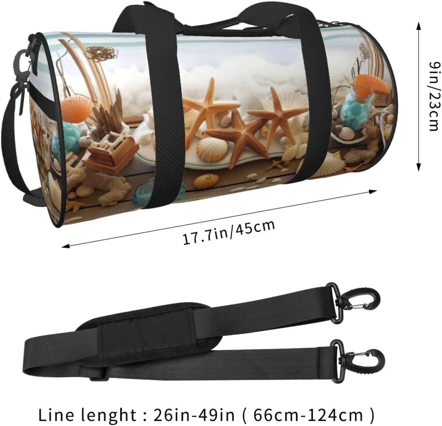 Gym Bags Small Ocean Beach Theme Duffel Bag Overnight Bag with Shoe Compartment Carryon Bag for Men Women