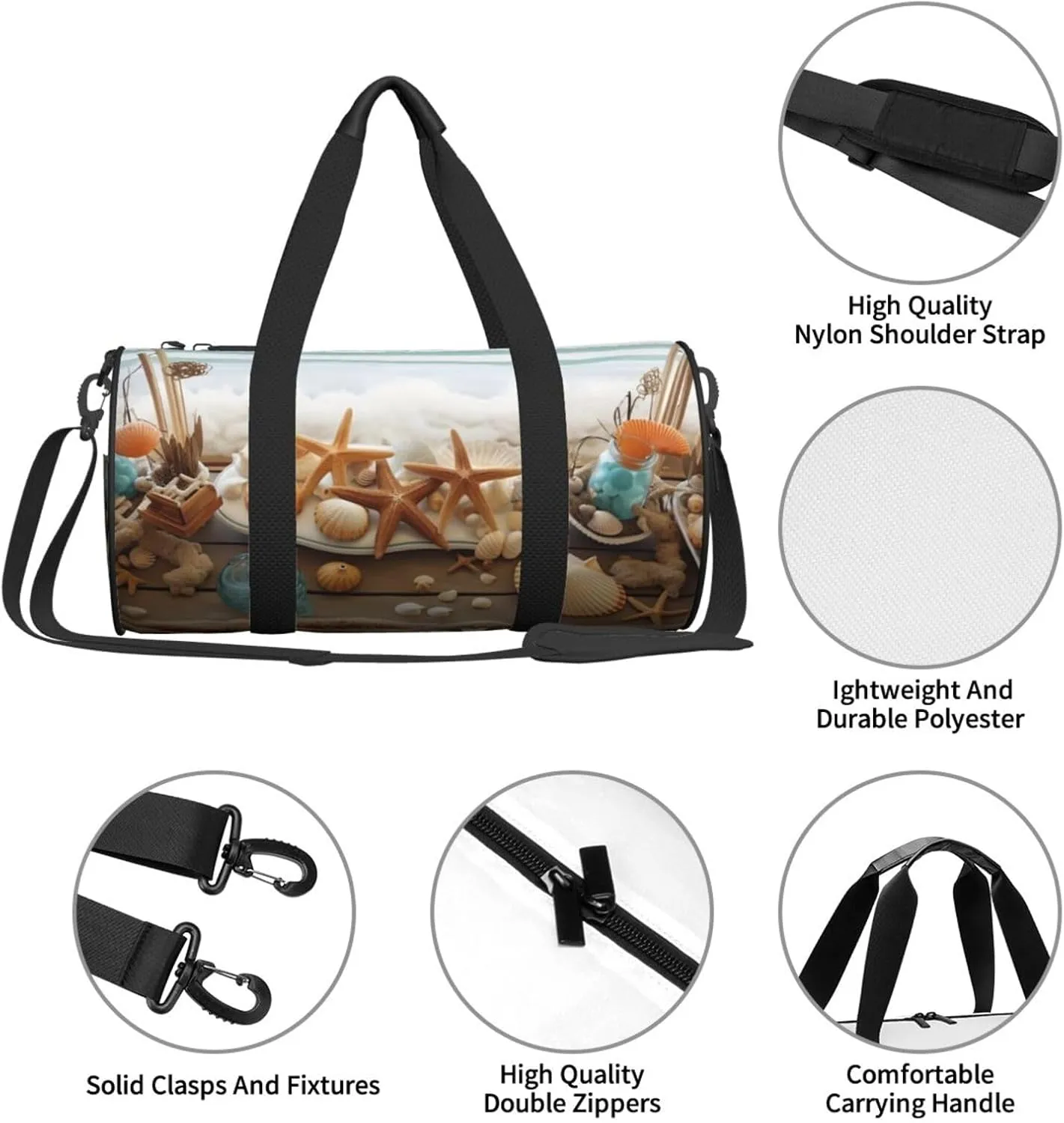 Gym Bags Small Ocean Beach Theme Duffel Bag Overnight Bag with Shoe Compartment Carryon Bag for Men Women
