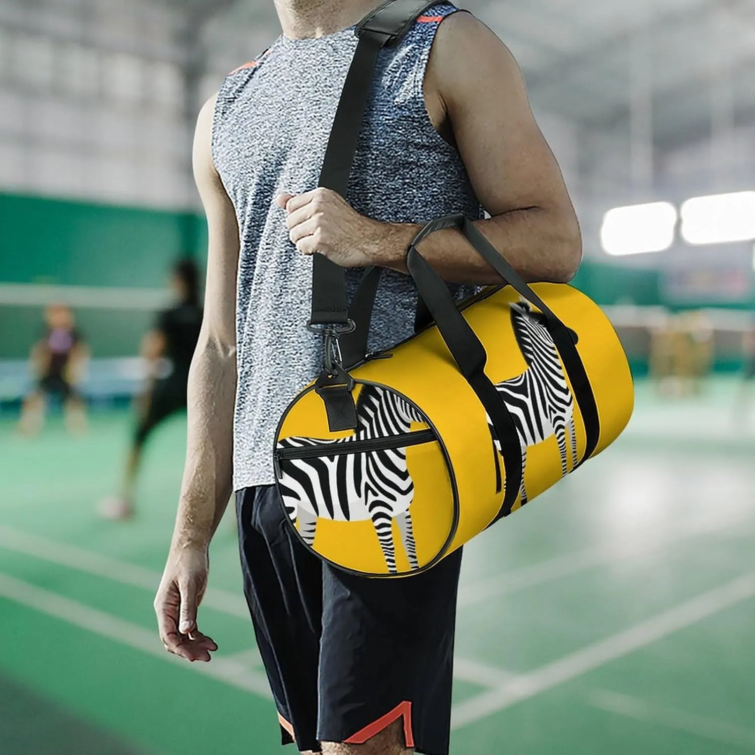 Gym Bags Small Simplified Zebra Duffel Bag Overnight Bag with Shoe Compartment Carryon Bag for Men Women