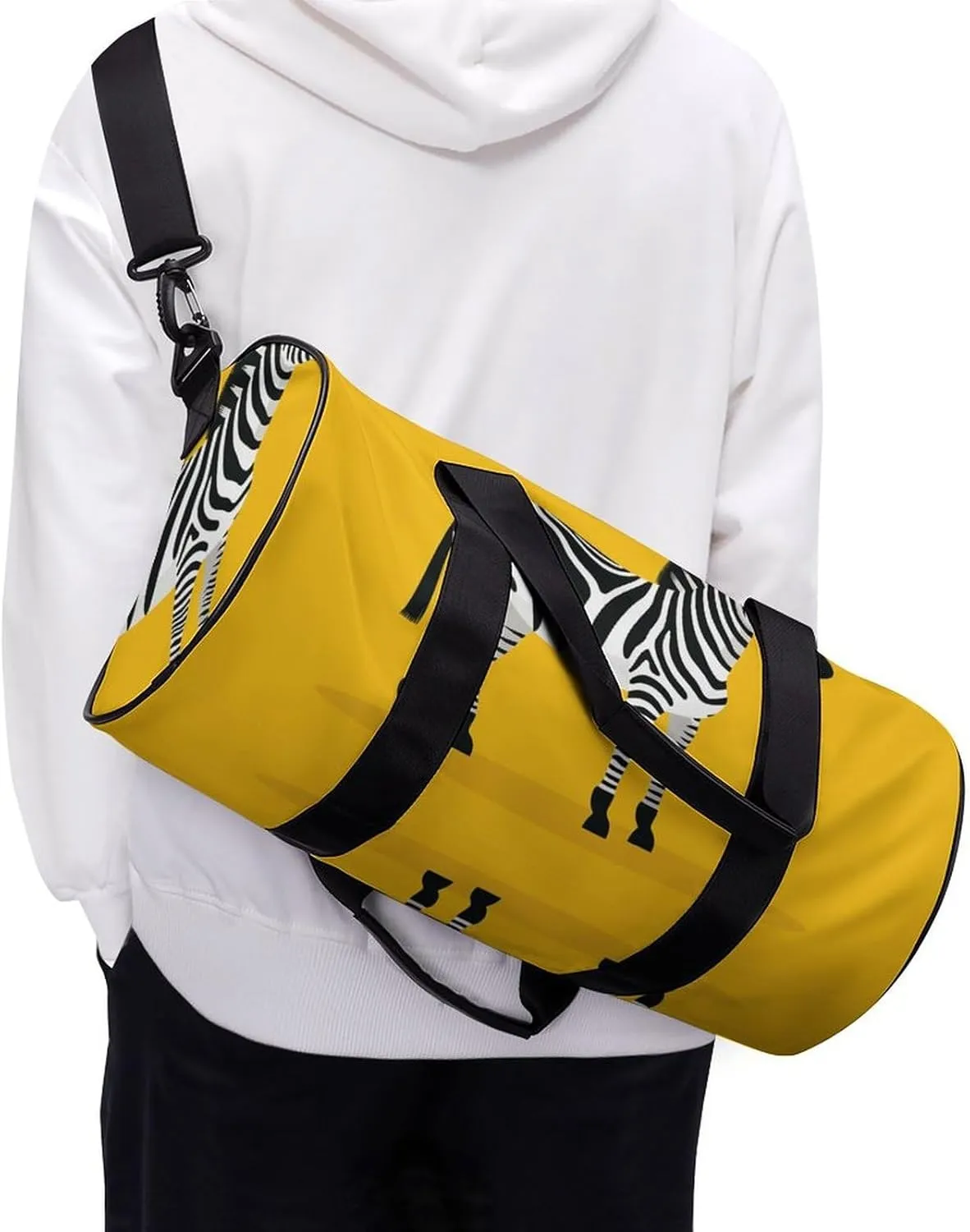 Gym Bags Small Simplified Zebra Duffel Bag Overnight Bag with Shoe Compartment Carryon Bag for Men Women