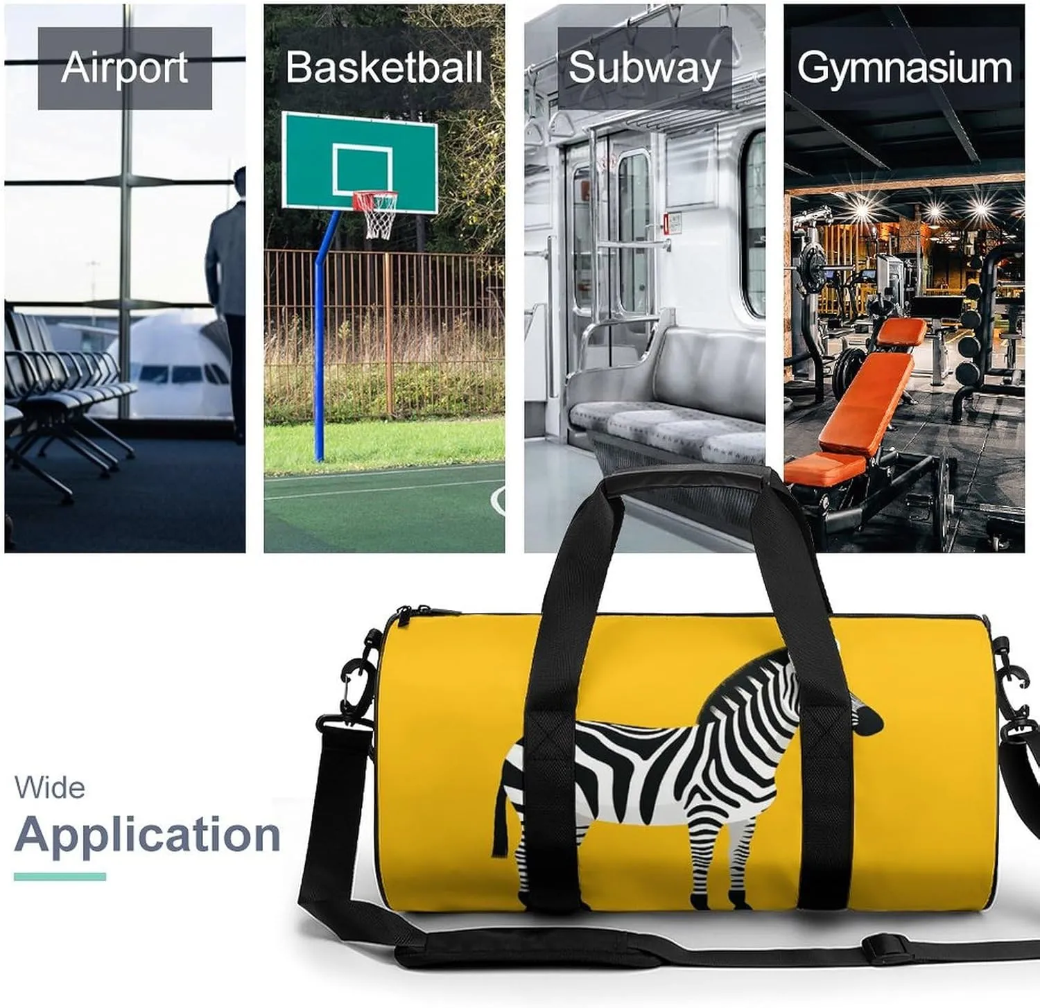 Gym Bags Small Simplified Zebra Duffel Bag Overnight Bag with Shoe Compartment Carryon Bag for Men Women
