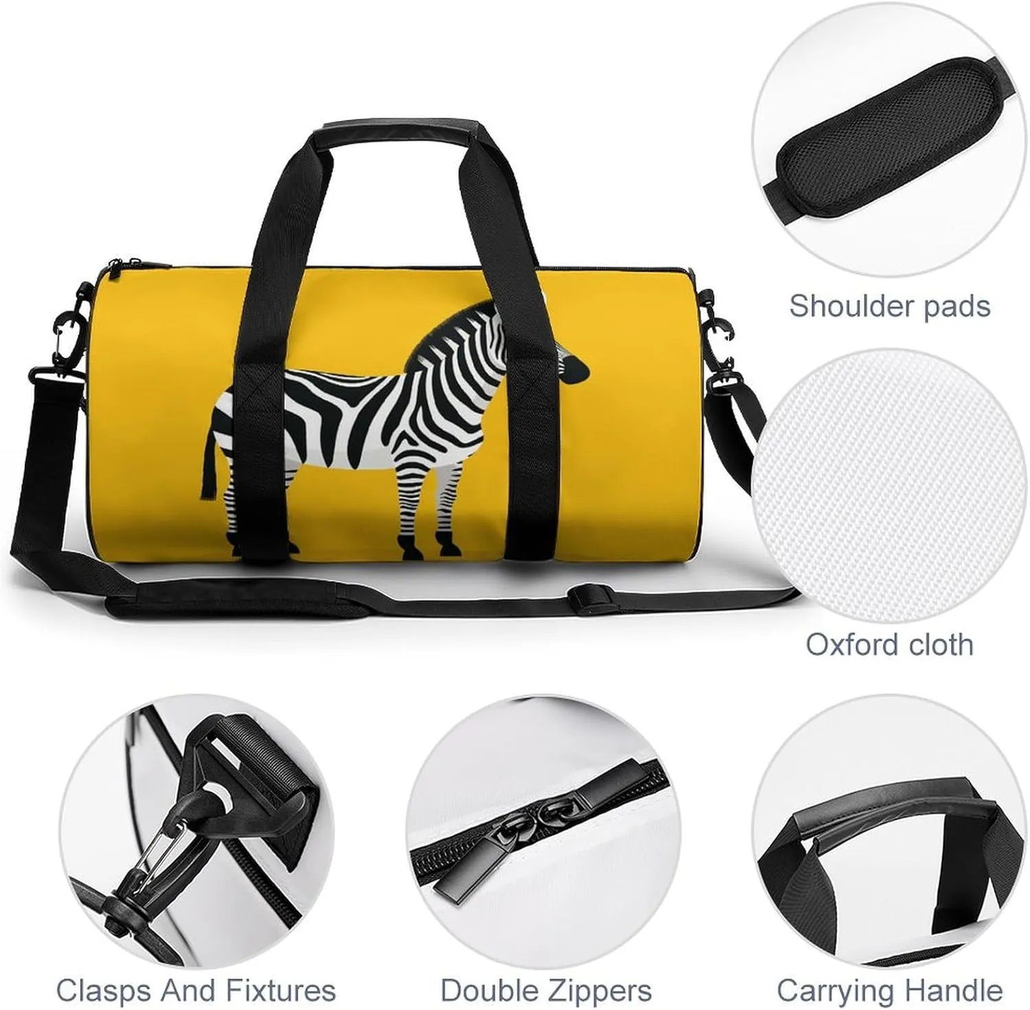 Gym Bags Small Simplified Zebra Duffel Bag Overnight Bag with Shoe Compartment Carryon Bag for Men Women