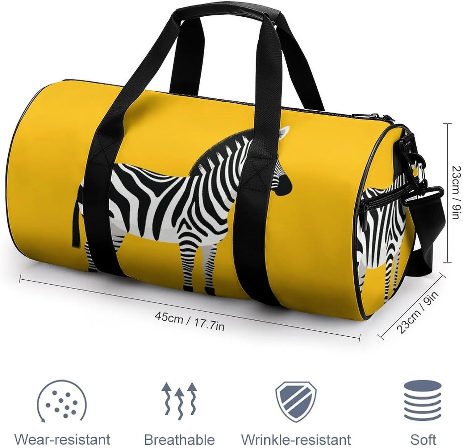 Gym Bags Small Simplified Zebra Duffel Bag Overnight Bag with Shoe Compartment Carryon Bag for Men Women