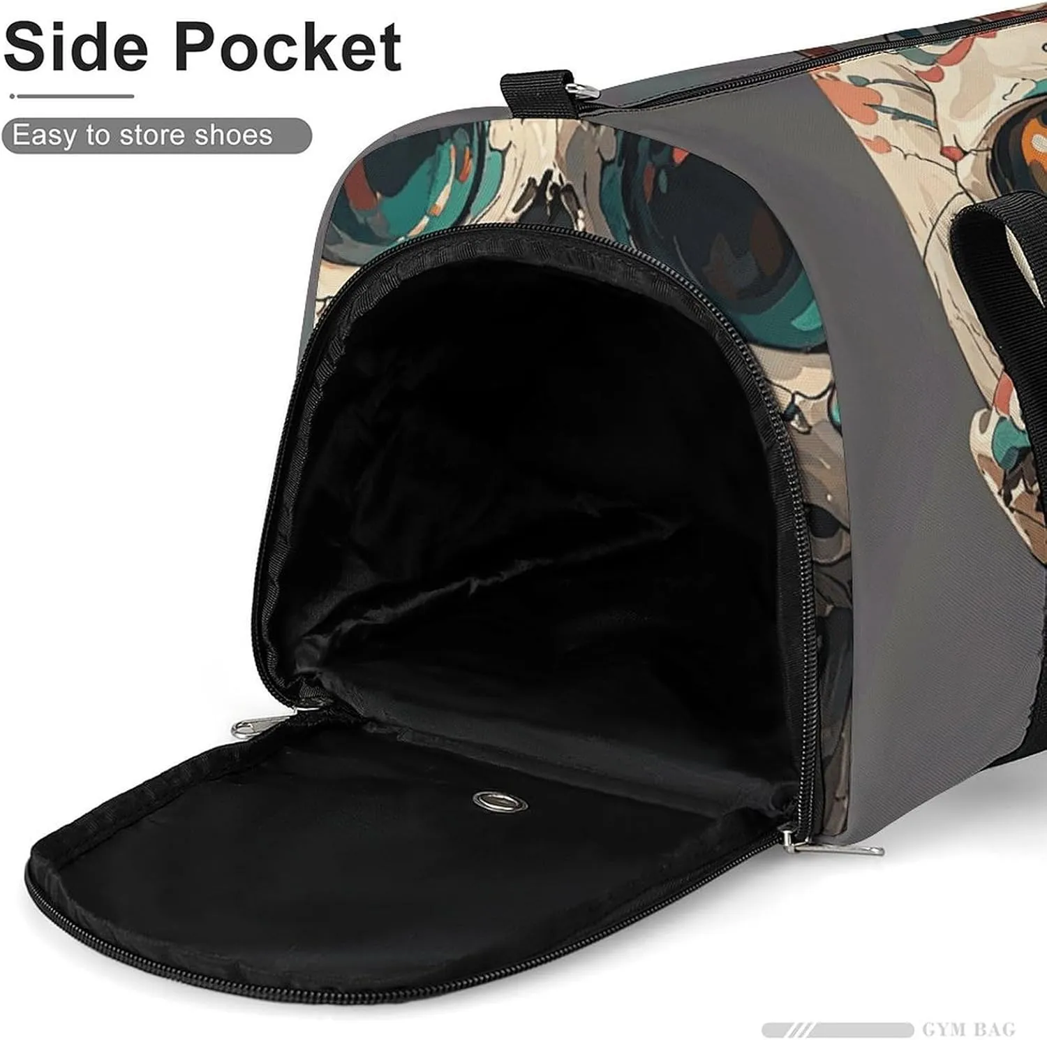 Gym Bags Small Skull Rock Roll Skeleton Bone Duffel Bag Overnight Bag with Shoe Compartment Carryon Bag for Men Women