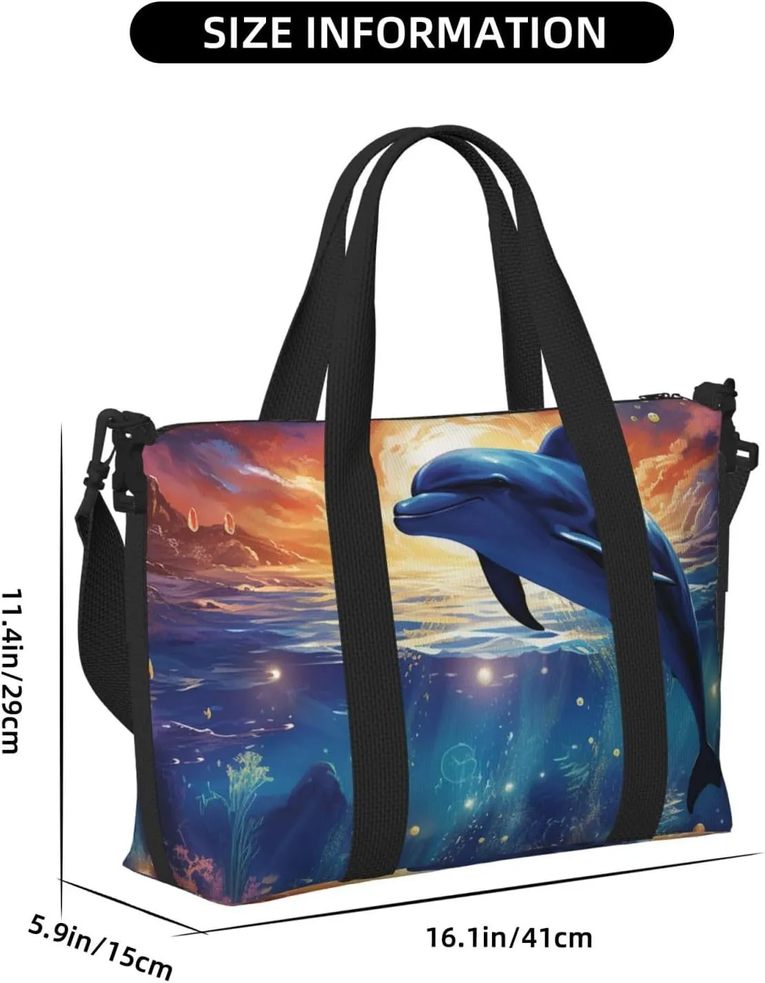 Gym Bags Small Starry Sky Ocean Dolphin Duffel Bag Overnight Bag with Shoe Compartment Carryon Bag for Men Women