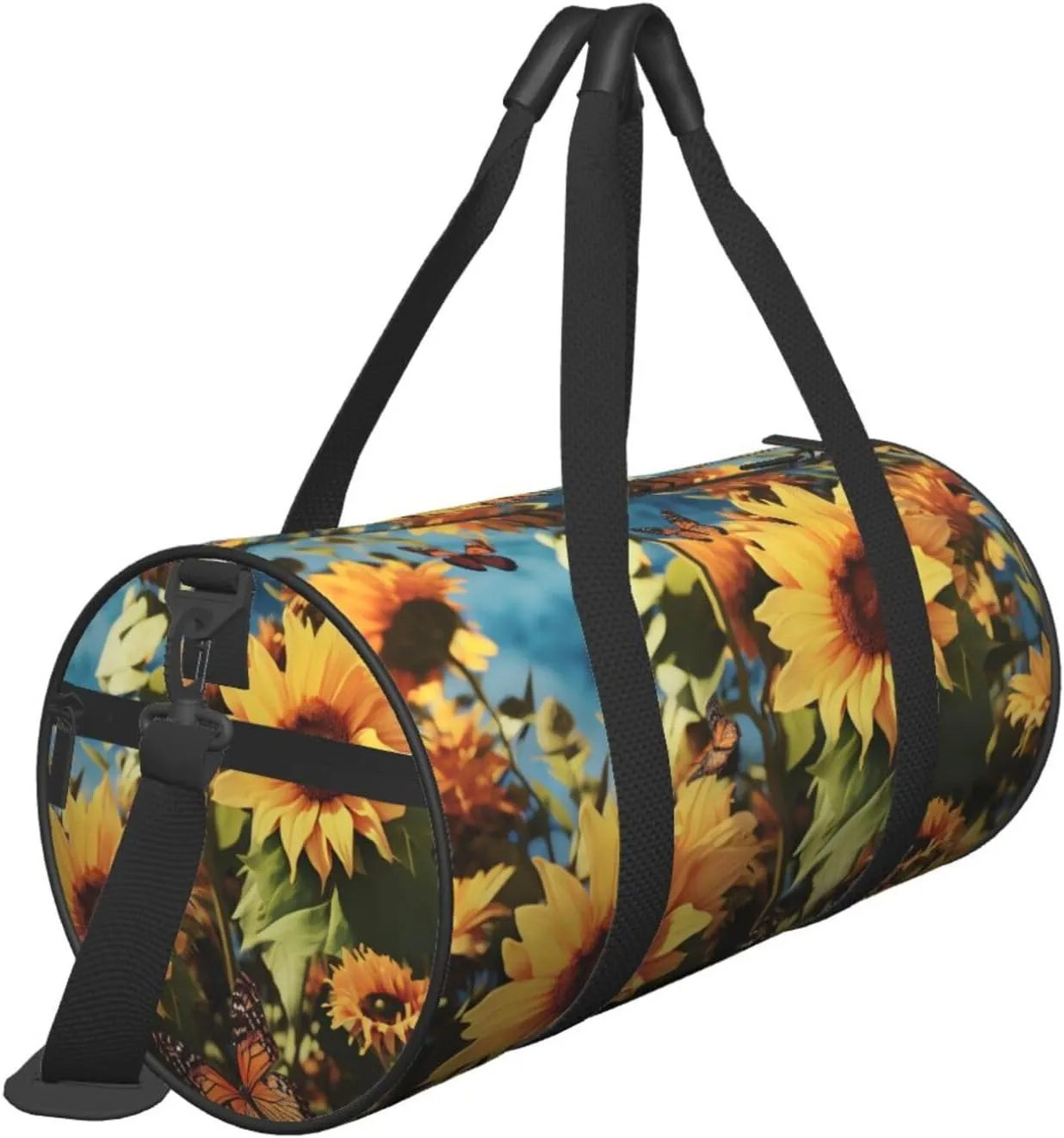 Gym Bags Small Sunflowers and butterflies Duffel Bag Overnight Bag with Shoe Compartment Carryon Bag for Men Women