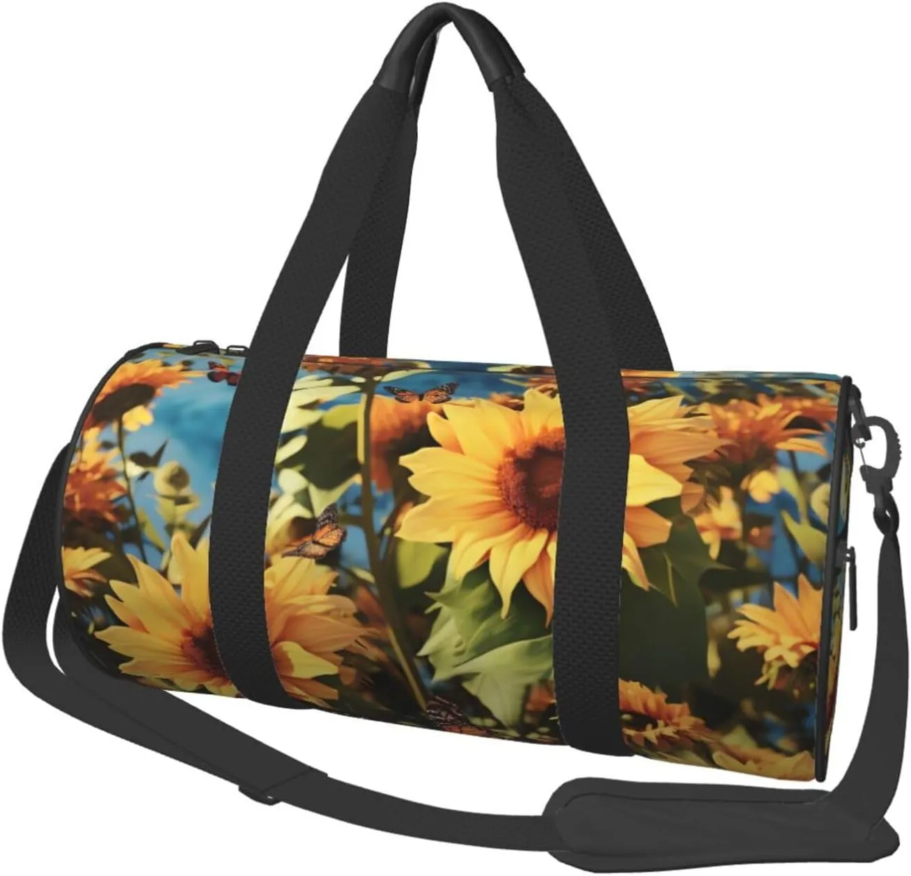 Gym Bags Small Sunflowers and butterflies Duffel Bag Overnight Bag with Shoe Compartment Carryon Bag for Men Women