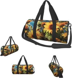 Gym Bags Small Sunflowers and butterflies Duffel Bag Overnight Bag with Shoe Compartment Carryon Bag for Men Women