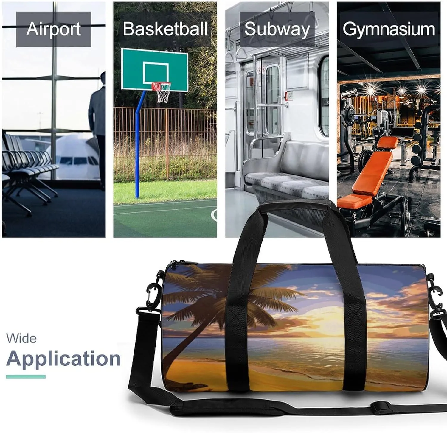 Gym Bags Small Sunset Palm Duffel Bag Overnight Bag with Shoe Compartment Carryon Bag for Men Women